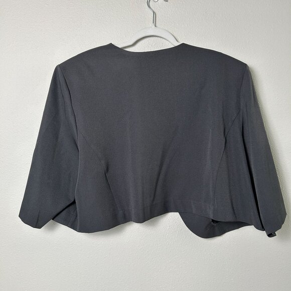 Maya Brooke Blazer Jacket Size 24 W Gray Open 3/4 Sleeve Shoulder Pads Vintage - Picture 3 of 11
